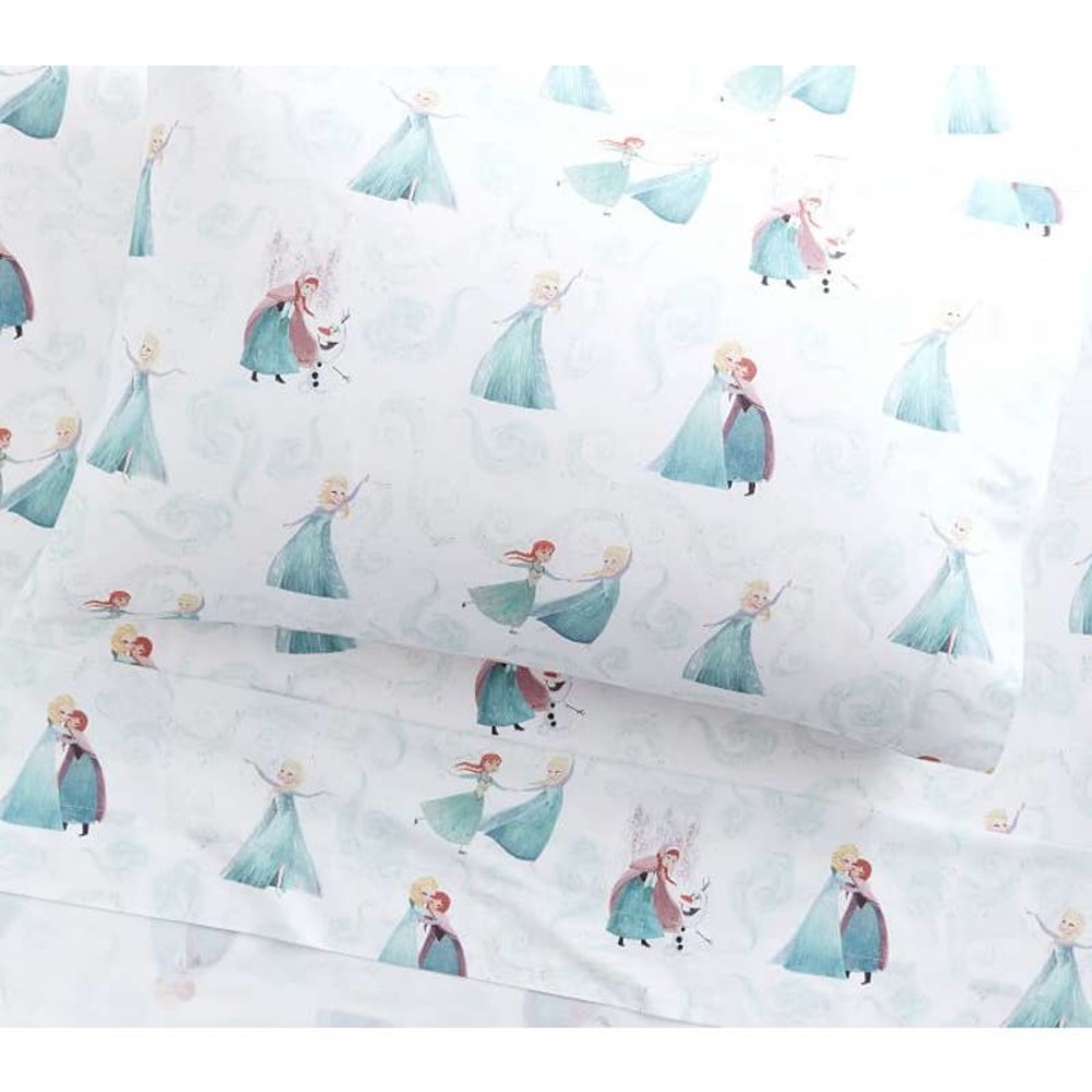 Disney Pottery Barn Frozen organic cotton full sheet set fitted flat pillowcase